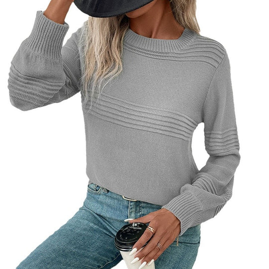 Damen exklusiver Strickpullover mit strukturiertem Design EB