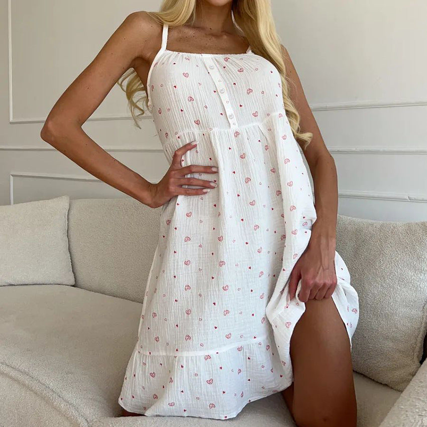 Damen luftiges Sommerkleid mit Rüschensaum und floralem Muster EB