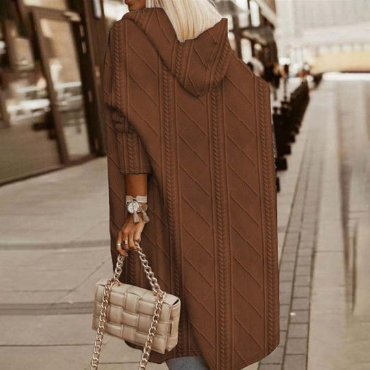 EB | Langer Strickcardigan mit Kapuze Acryl Bequem, Stilvoll