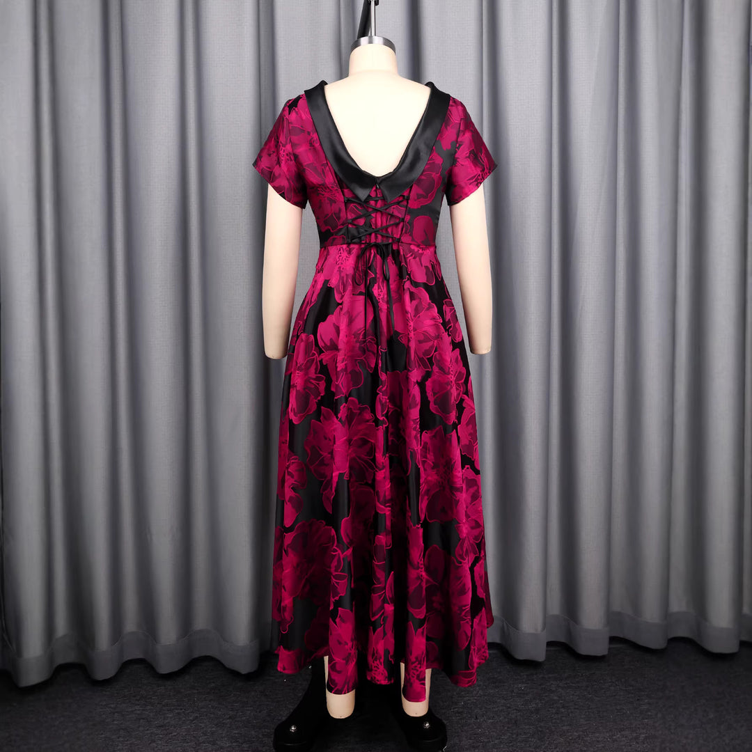 Damen Elegantes Midikleid mit floralem Design und strukturiertem Oberteil EB