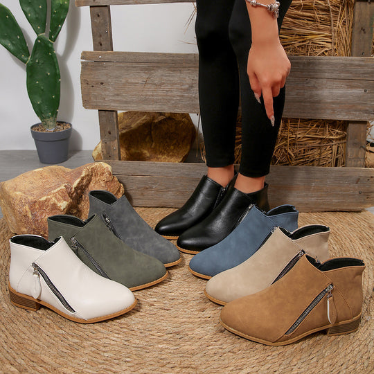 Damen Stiefeletten mit elegantem Reißverschluss und komfortablem Blockabsatz EB