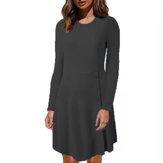 Damen Strickkleid mit Knopfdetails und eng anliegendem Oberteil EB