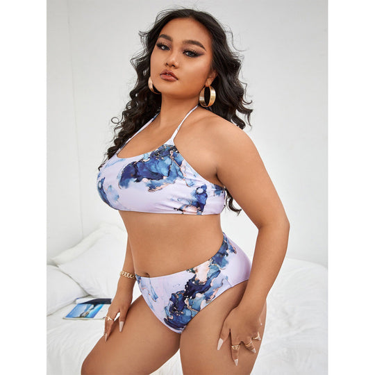Damen Triangel-Bikini mit floralem Design und elastischem Bund EB