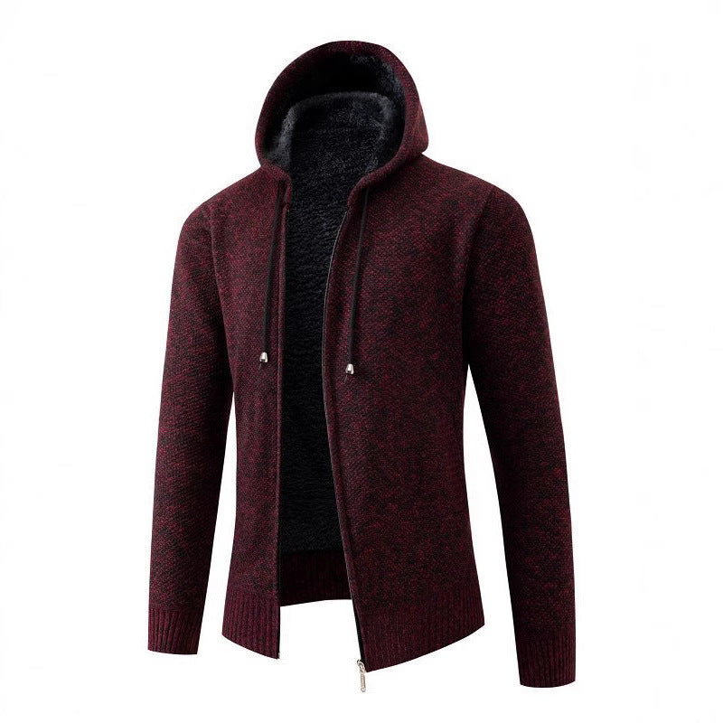 Herren kuschelige Fleecejacke mit Kapuze EB