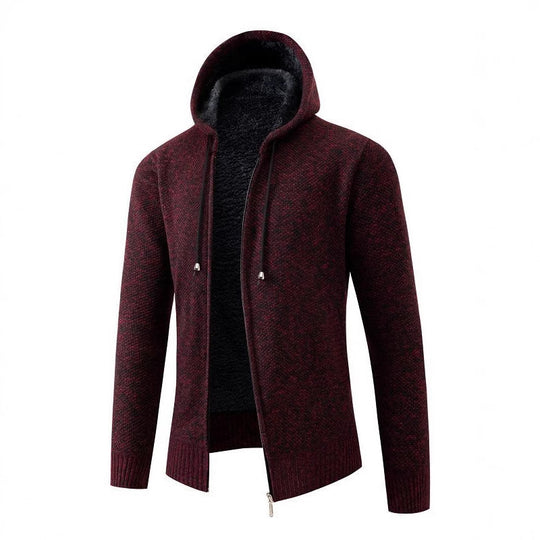 Herren kuschelige Fleecejacke mit Kapuze EB
