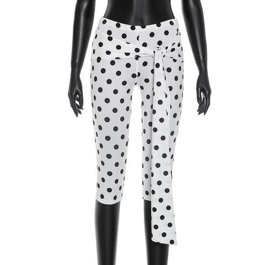 Damen Polka-Dot Culottes mit elegantem Bindegürtel EB