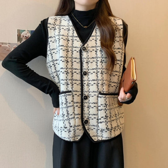 Damen modische Weste mit kontrastierenden Taschen EB