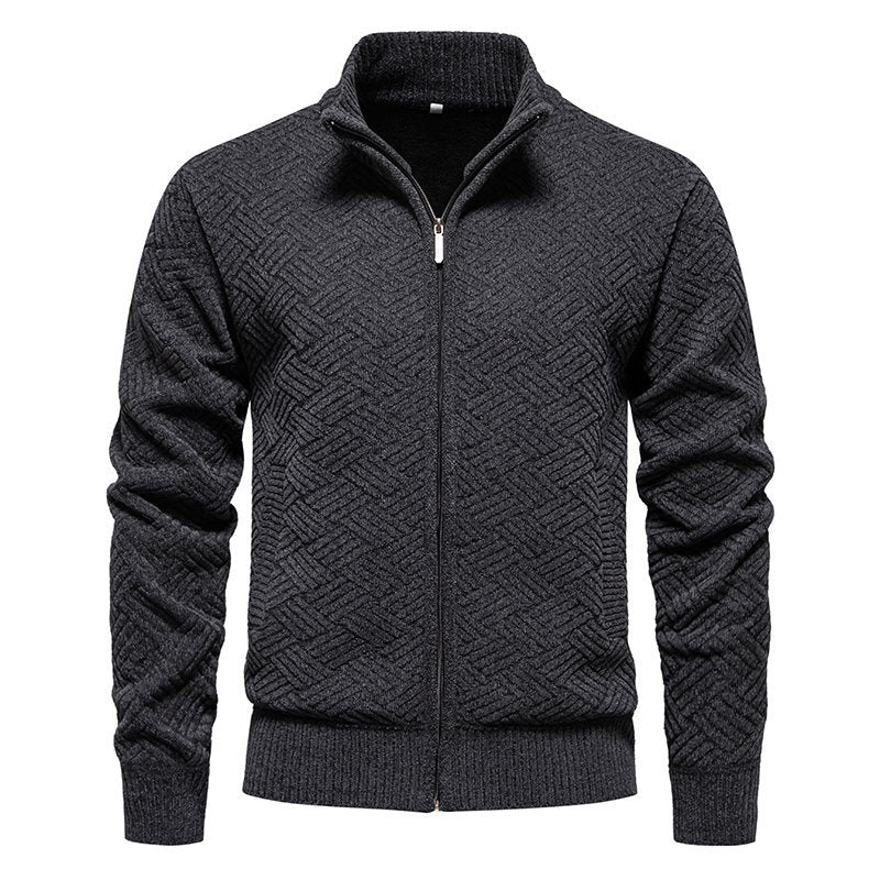 Herren modische Strickjacke mit hochgeschlossenem Kragen und Reißverschluss EB