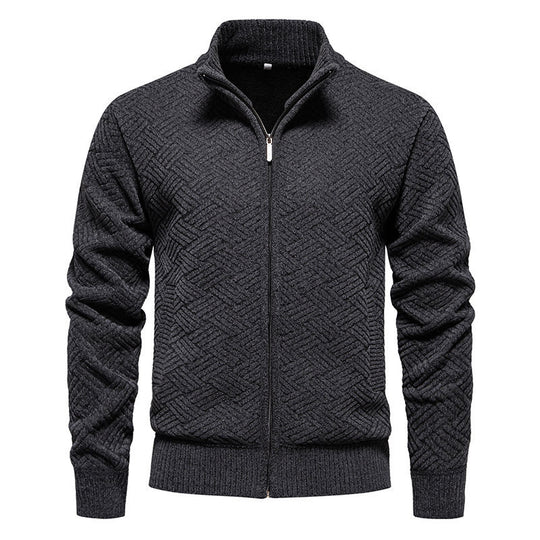 Herren modische Strickjacke mit hochgeschlossenem Kragen und Reißverschluss EB