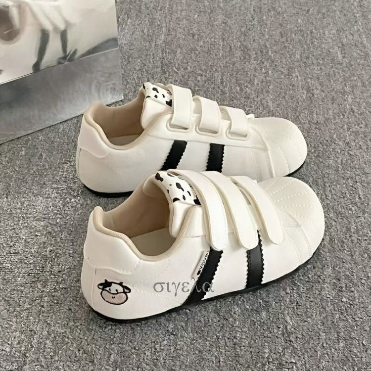 Damen Bequeme Freizeitsneaker mit praktischem Klettverschluss und tierischem Motiv EB