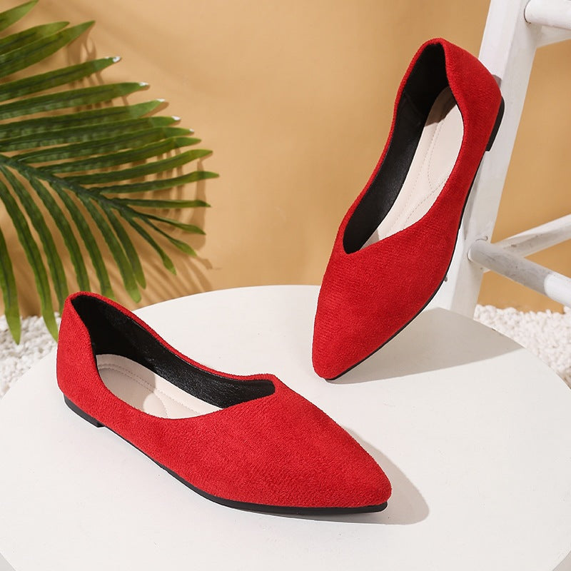 Damen  spitze Ballerina-Slipper aus Veloursoptik mit gepolsterter Komfortinnensohle EB
