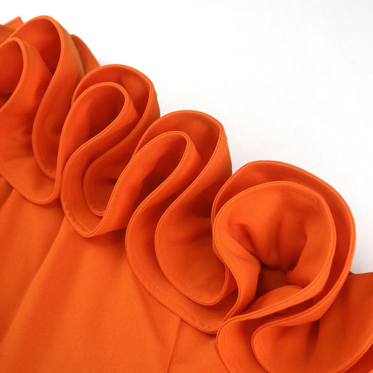 Damen Elegantes Maxikleid mit asymmetrischem Rüschenakzent und sexy Schlitz EB
