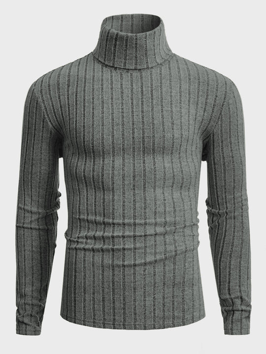 Damen Strickpullover mit hohen Kragen und feiner Rippenstruktur EB