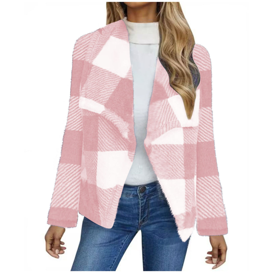 Damen Kuschelige Jacke im karierter Design EB