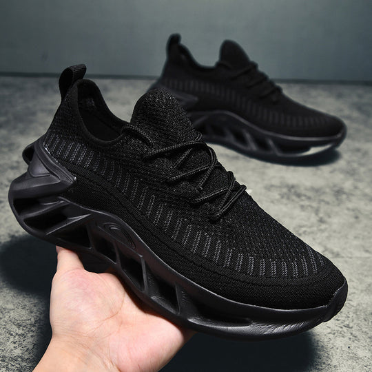 Unisex atmungsaktive Strick‑Runner mit skulpturierter Hohlkammer‑Plattform und flexibler Trail‑Laufsohle EB