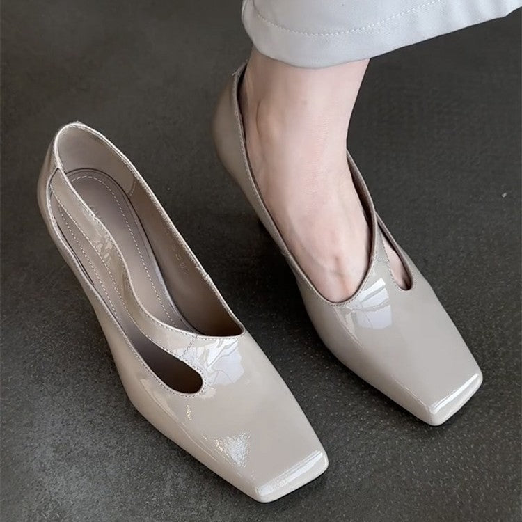 Damen elegante Slingback-Pumps mit glänzender Kappenfront EB