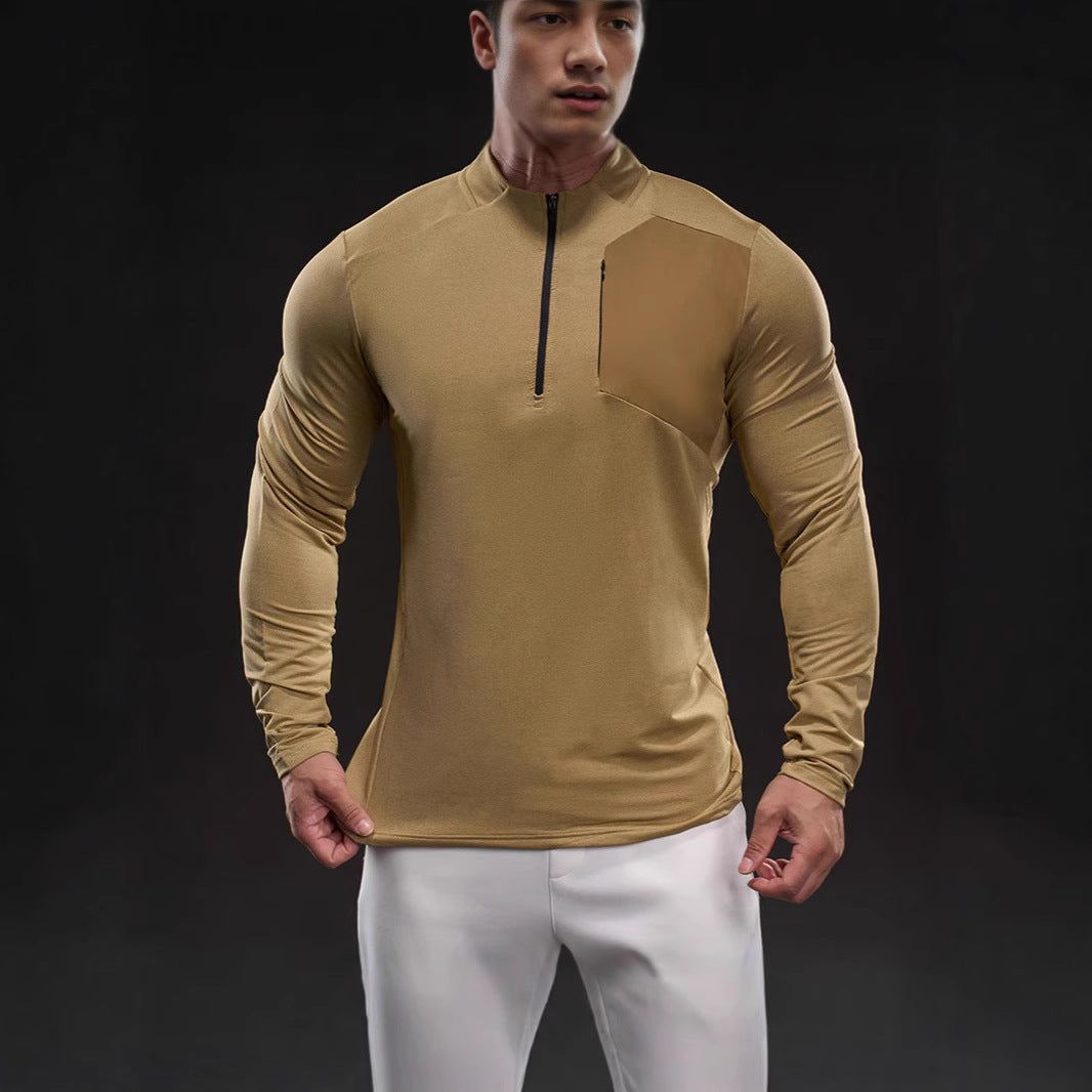 Herren Atmungsaktives Funktions-Langarmshirt mit kurzem Reißverschluss und Slim‑Fit EB