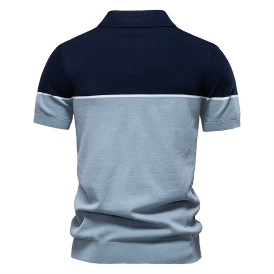 Herren Polo-Shirt mit kontrastierendem Farbblockdesign und hochwertiger Piqué-Textur EB