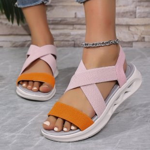 Damen Sportliche Sandalen mit elastischen Riemen und rutschfester Sohle EB