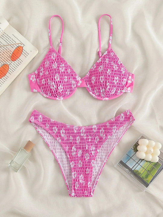 Damen Hochtaillierter Bikini mit gepolstertem Oberteil und verstellbaren Trägern EB