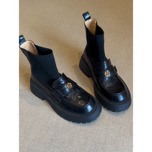 Damen Modische Mokassins mit robustem Plateau EB