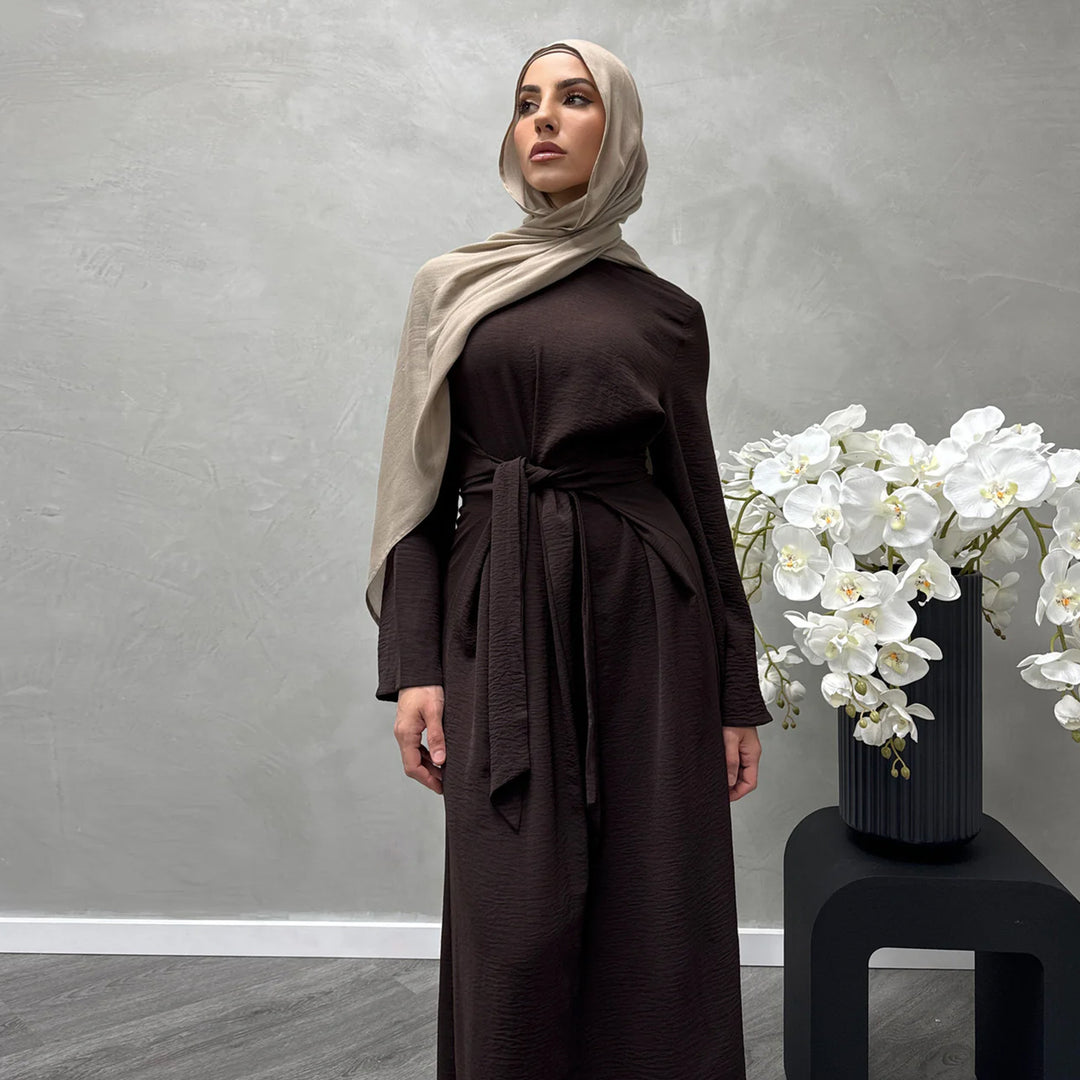 Damen Modisches Maxikleid aus fließendem Stoff mit weiten Ärmeln EB