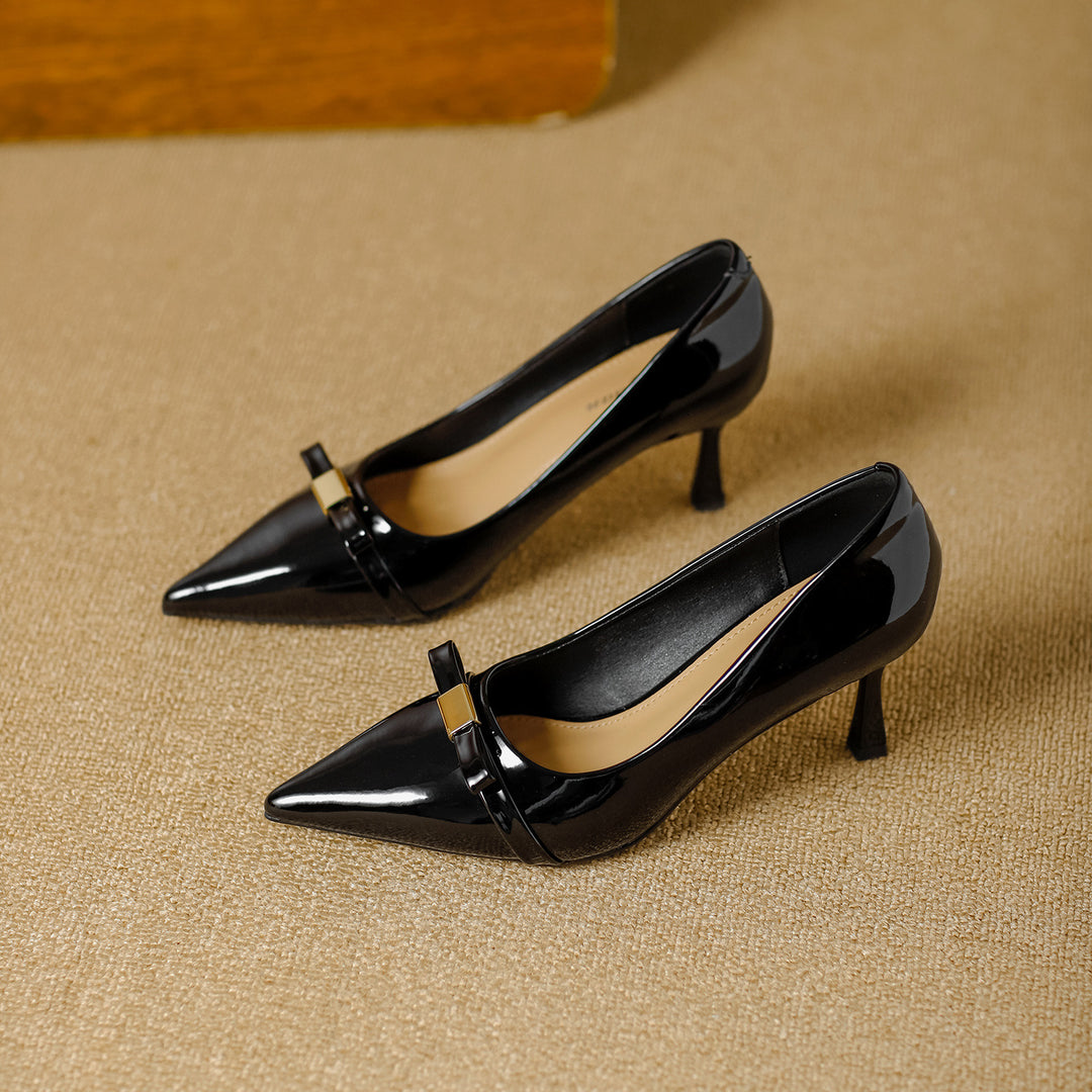 Damen elegante spitze Pumps mit modischem Riemen und komfortablem Absatz EB