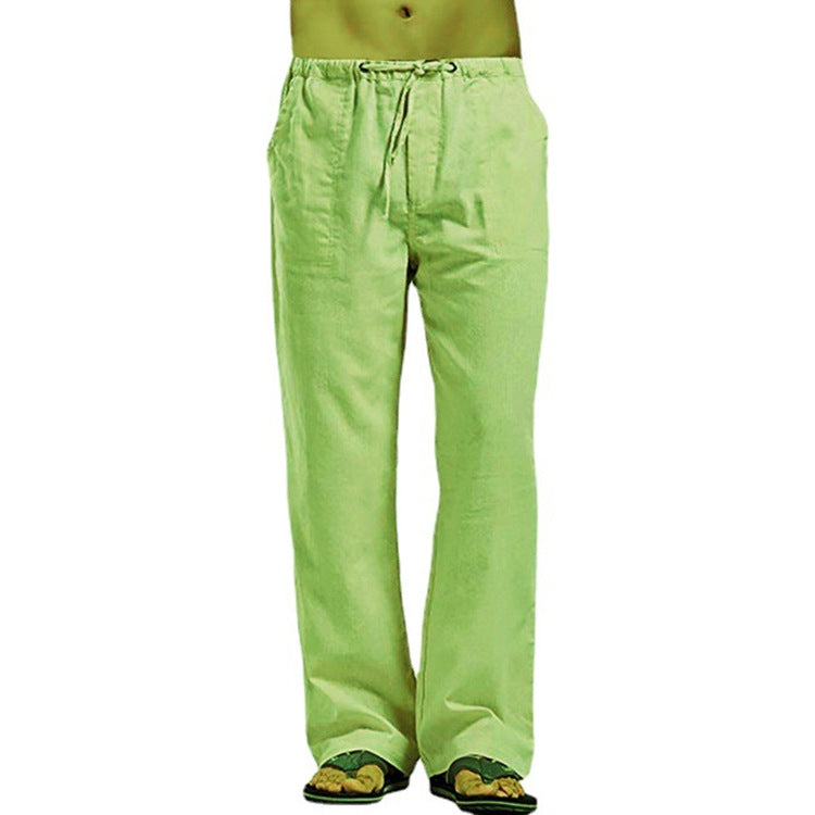 Herren nan lockere Leinenhose mit Tunnelzugbund und geradem Bein EB