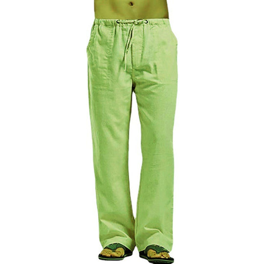 Herren nan lockere Leinenhose mit Tunnelzugbund und geradem Bein EB