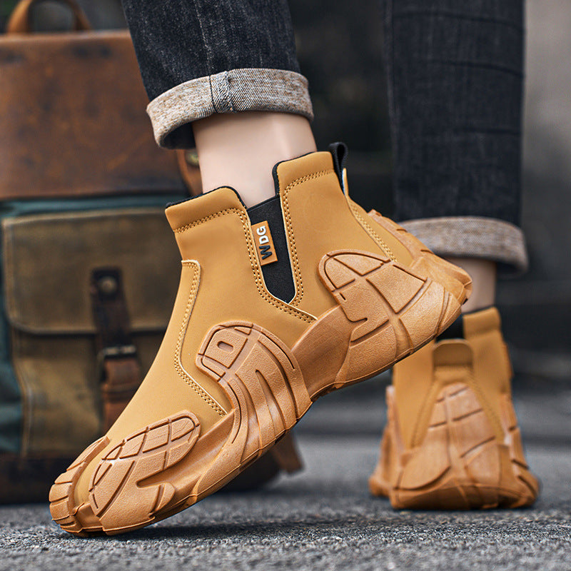 Herren robuste technische Chelsea-Boots mit neoprenartigem Schaft, seitlichem Reißverschluss und profiliertem Offroad-Laufsohle EB