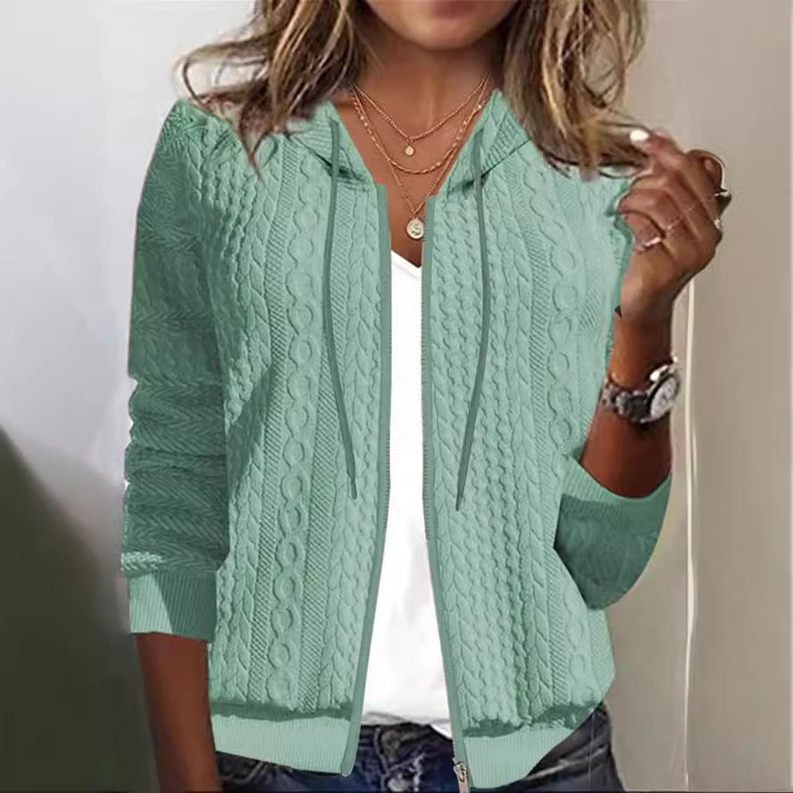 Damen Strickjacke mit hochwertiger Zopfmuster-Textur EB