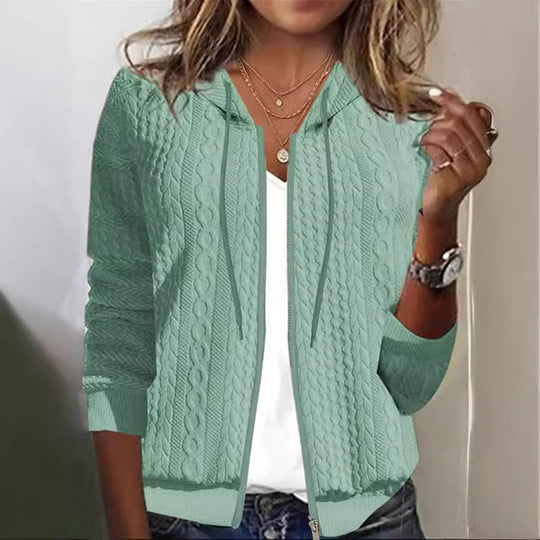 Damen Strickjacke mit hochwertiger Zopfmuster-Textur EB