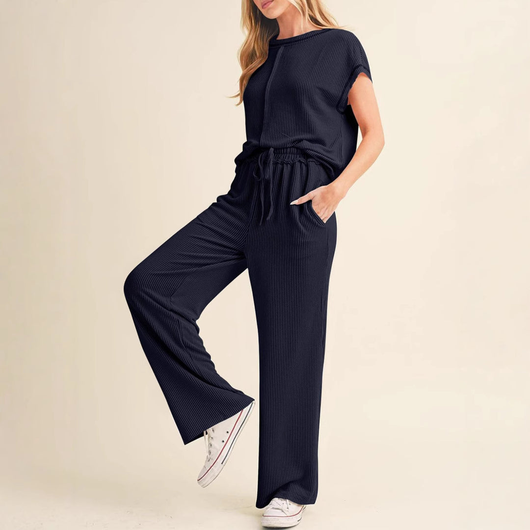 Damen Relaxed Fit Ripp-Loungewear-Set EB