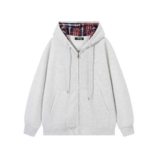 Damen Kapuzenjacke mit karierter Innenverkleidung und elegantem Reißverschluss EB