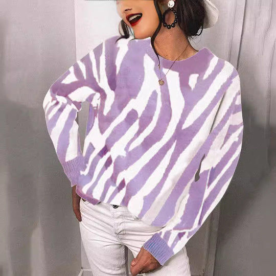 Damen Strickpullover mit modernem Streifenmuster und lässigem Schnitt EB