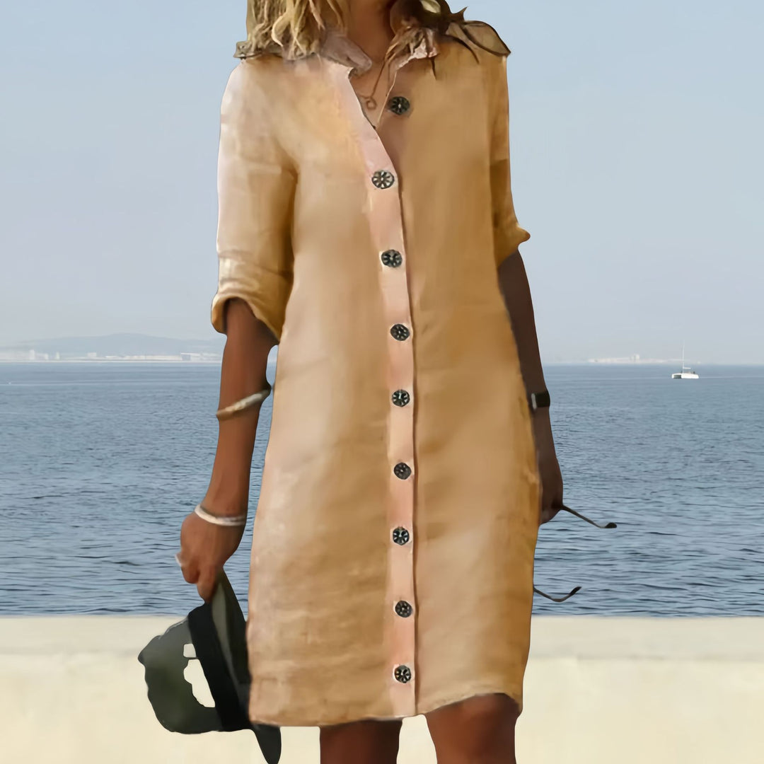 Damen Hemdblusenkleid mit Knopfverschluss und einem lässigen Schnitt EB