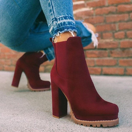 Damen nan Chelsea-Ankleboots mit Plateau, robustem Traktorprofil und Wildlederoptik EB