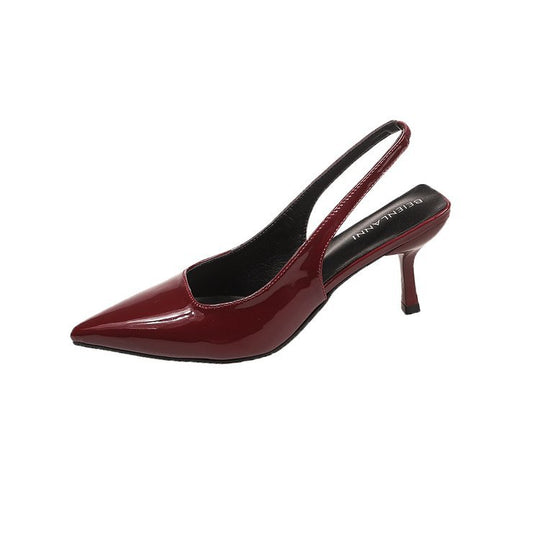 Damen Slingback-Pumps mit spitz zulaufendem Design und eleganter Hochglanz-Oberfläche EB