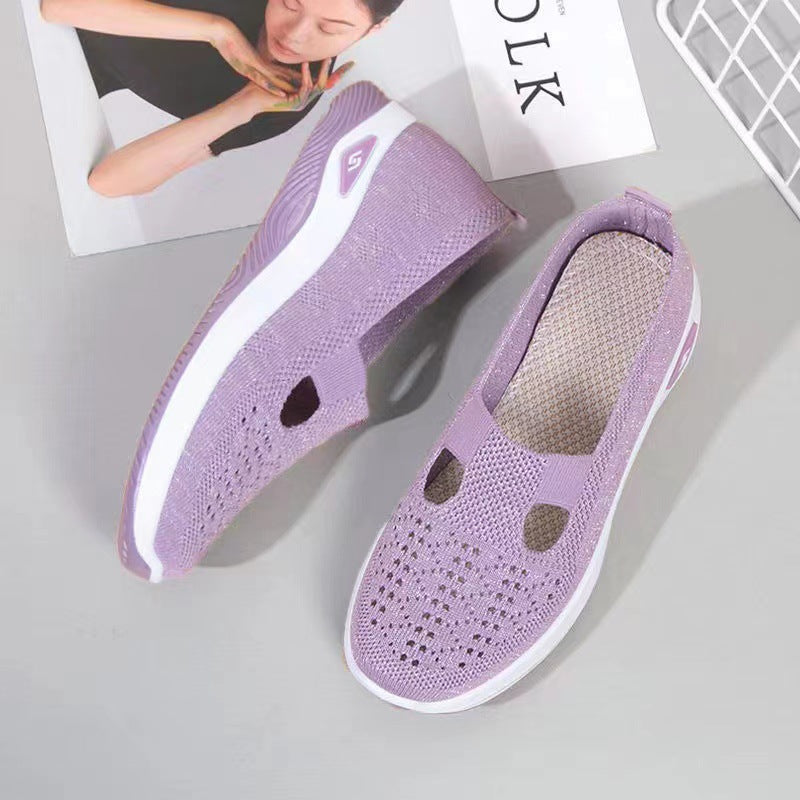 Damen Leichte und luftige Slip-On Sneakers mit elastischer Sohle EB