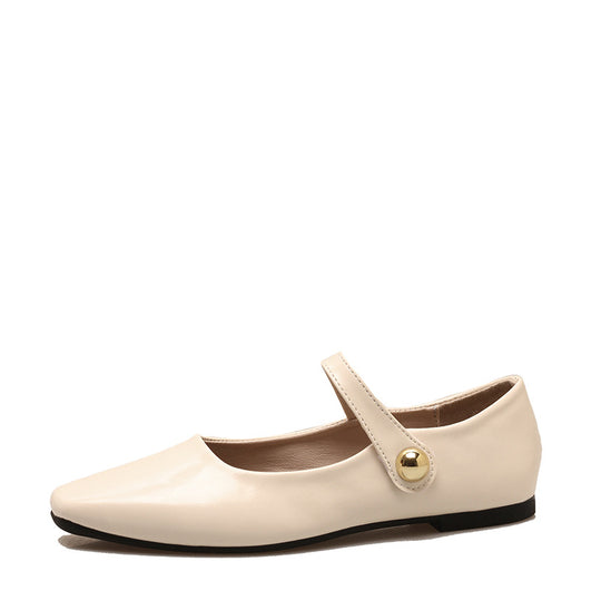 Damen klassische Ballerinas mit elegantem Riemchen und feinem Schnallen-Detail EB