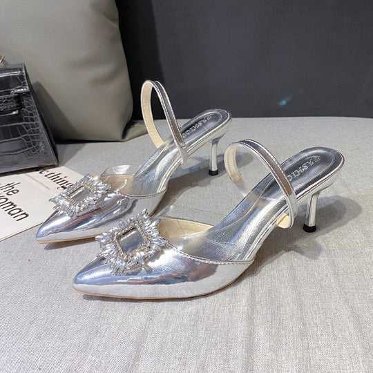 Damen Slingback-Pumps mit funkelndem Schmuckdetail EB
