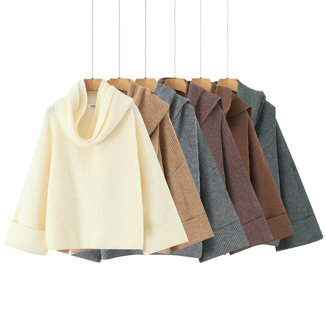 Damen Grobstrickpullover mit schickem Cowl-Neck EB