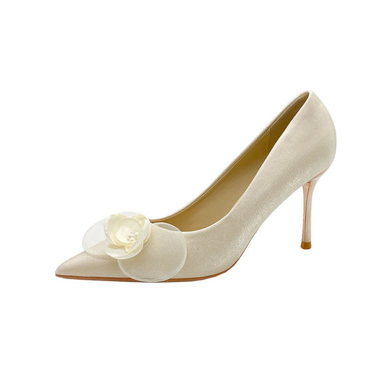 Damen elegante Spitzen-Pumps mit floralem Akzent EB