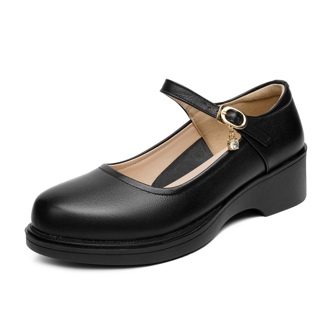 Damen Komfortable Ballerinas mit ergonomischem Fußbett und stabilem Blockabsatz EB