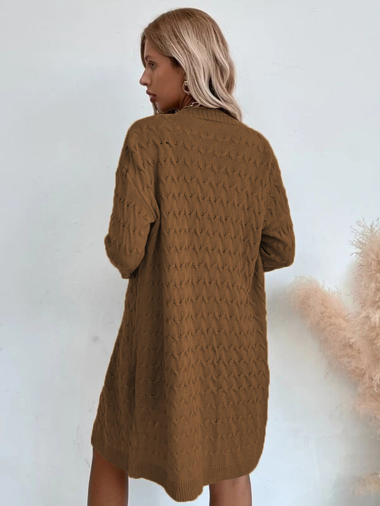 Damen Strickmantel mit feinem Strukturmuster und Einem Lässigen Schnitt EB