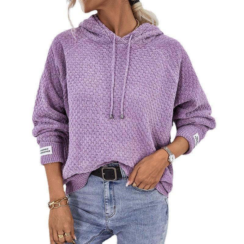 Damen Kapuzenpullover aus strukturiertem Strick mit Kordelzug EB