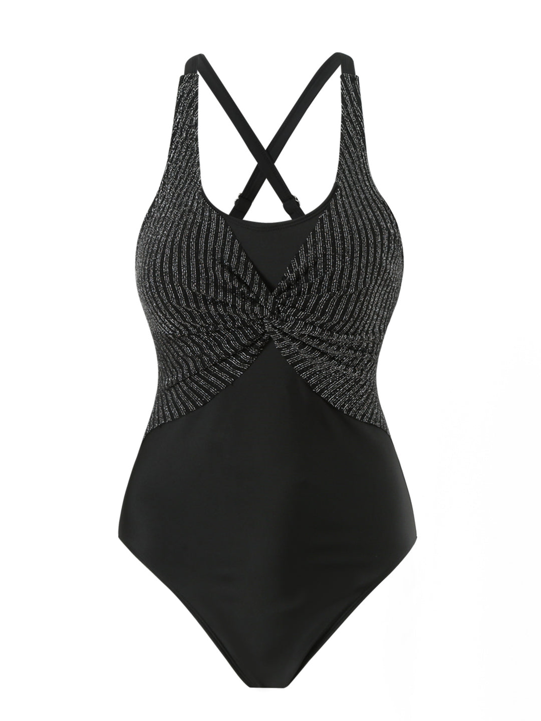 Damen Einteiler Badeanzug mit raffiniertem Wickel-Design und stylischen Spaghetti-Trägern EB