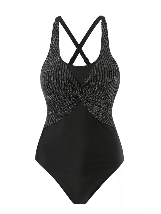 Damen Einteiler Badeanzug mit raffiniertem Wickel-Design und stylischen Spaghetti-Trägern EB
