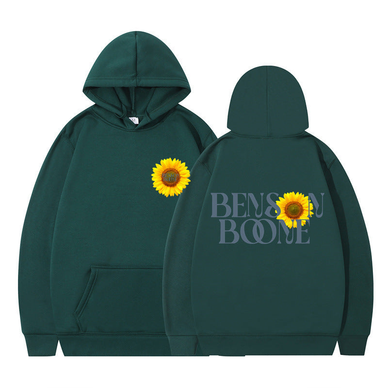 Damen Kapuzenpullover mit einzigartigem Sonnenblumenmotiv und bequemer Passform EB