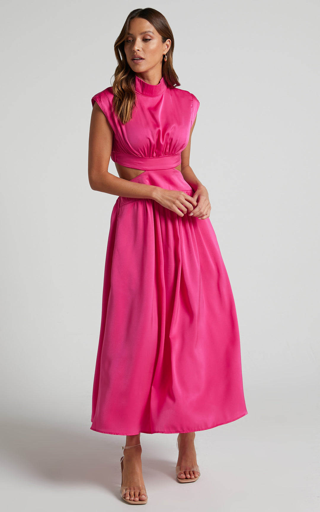 Damen Maxikleid mit kreativem Schnitt und tailliertem Design EB